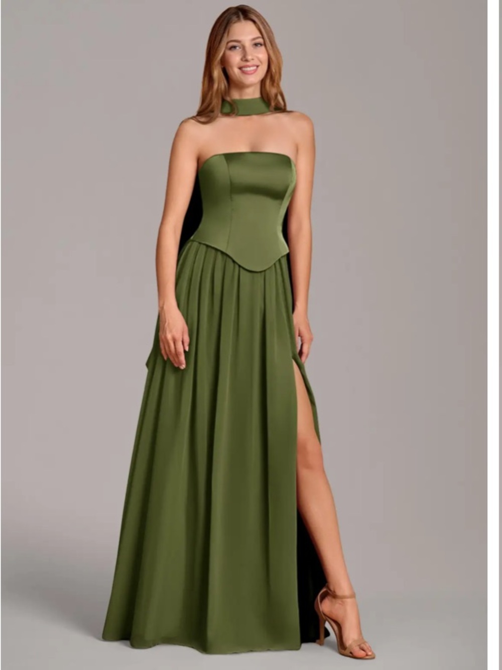 Azazie Olive Convertible Corset Maxi Dress